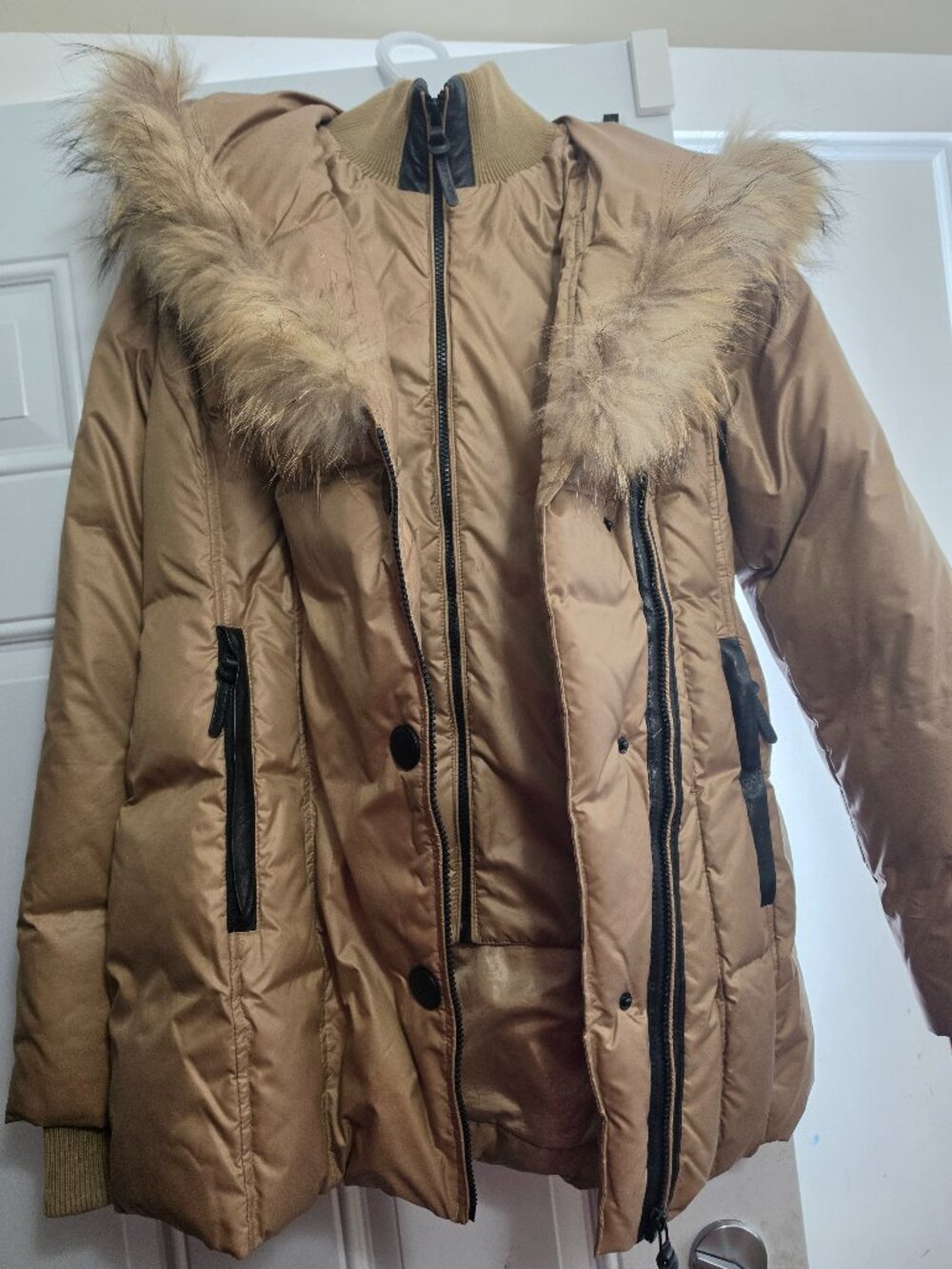 Atelier Noir Coat Rudsak Hooded Puffer Faux Fur Trim Feather/Down Puffer